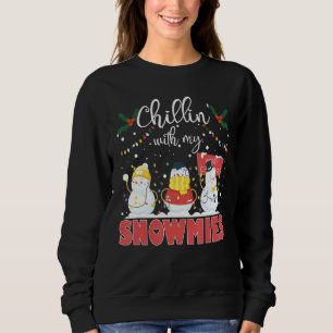 Chillin' With My Snowmies Santa Snowman Scarf Ligh Sweatshirt
