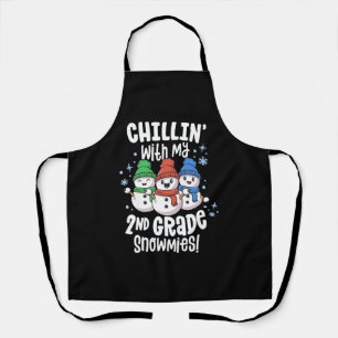 Chillin With My Snowmies Shirt 2nd Grade Teacher Apron