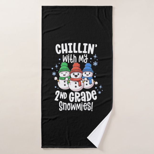 Chillin With My Snowmies Shirt 2nd Grade Teacher Bath Towel (Bath Towel)