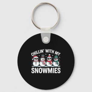 Chillin With My Snowmies Xmas Snowman Boys Girls M Key Ring