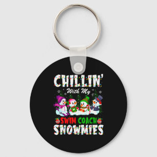 Chillin With My Swim Coach Snowmies Xmas Swimmer Key Ring