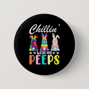 Chillin with my tie dye bunny rabbit easter t shir 6 cm round badge