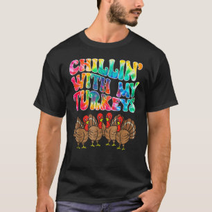 Chillin With My Turkeys Thanksgiving Family Boys K T-Shirt