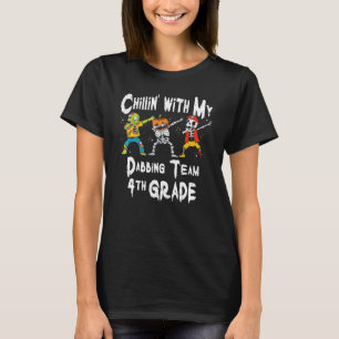 Chillin With My Zombie Pumpkin Skeleton Dab 4th Gr T-Shirt
