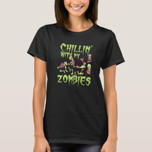 Chillin With My Zombies Boys Halloween Costume T-Shirt