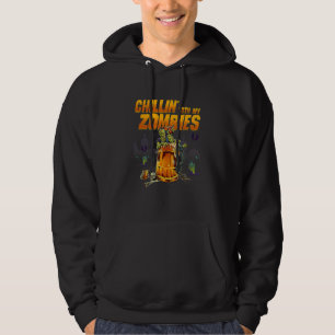 Chillin With My Zombies Drinking Beer Halloween Hoodie