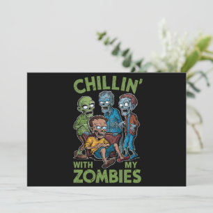 Chillin With My Zombies Halloween Boys Kids Funny Invitation