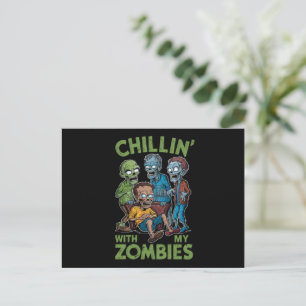 Chillin With My Zombies Halloween Boys Kids Funny Postcard