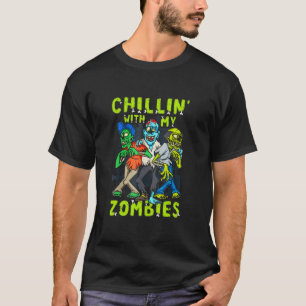 Chillin With My Zombies Halloween Boys Kids T-Shirt
