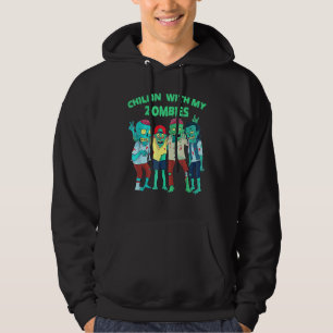 Chillin With My Zombies Halloween Funny Zombie Boy Hoodie