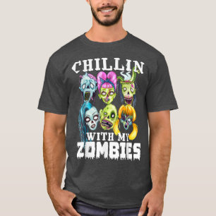 Chillin With My Zombies Halloween Funny Zombie Boy T-Shirt