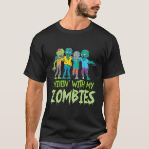 Chillin' With My Zombies Halloween Kids Funny T-Shirt