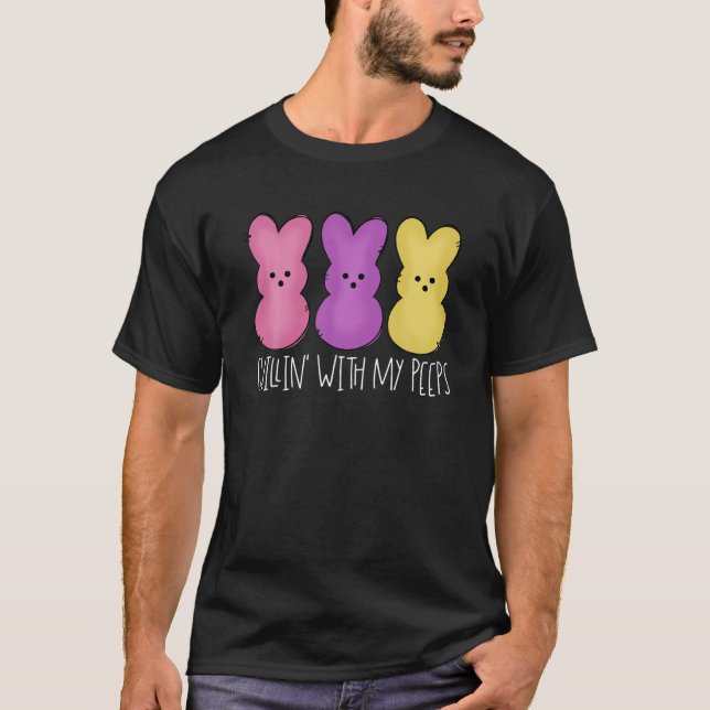 Chillin With Pe Eps Cute Easter Bunny Funny Easter T-Shirt (Front)