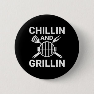 Chilling And Grilling Cookout Bbq 6 Cm Round Badge