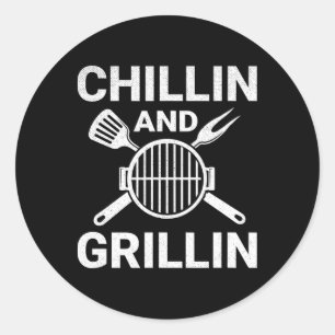 Chilling And Grilling Cookout Bbq Classic Round Sticker