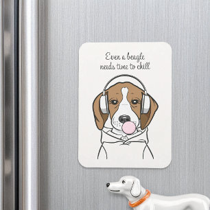Chilling Beagle with Bubblegum Cute Funny Dog Magnet