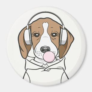 Chilling Beagle with Bubblegum Cute Funny Dog Magnet