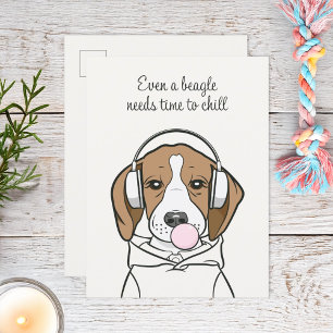 Chilling Beagle with Bubblegum Cute Funny Dog Postcard