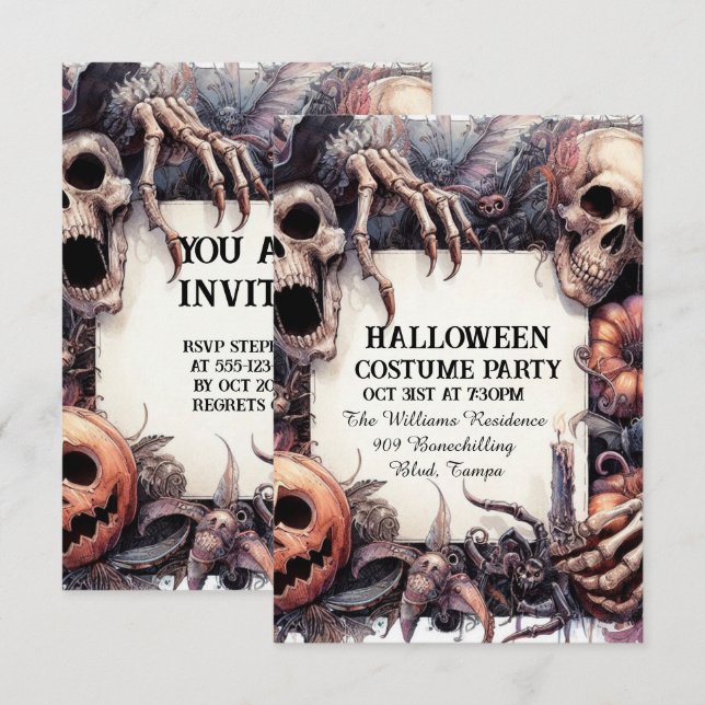 Chilling Charm: Customisable Halloween Party Call Invitation (Front/Back)