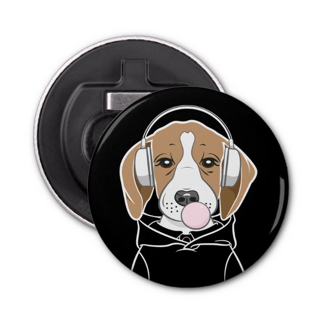 Chilling Dog with Bubblegum Cute Funny Beagle Bottle Opener (Front)