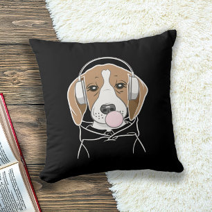 Chilling Dog with Bubblegum Cute Funny Beagle Cushion