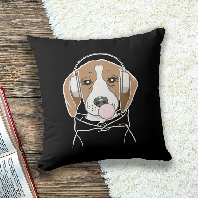 Chilling Dog with Bubblegum Cute Funny Beagle Cushion (Creator Uploaded)