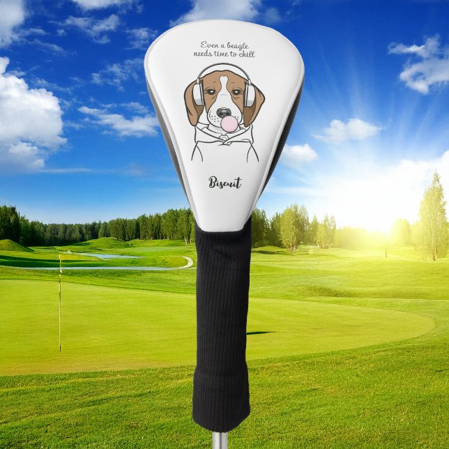 Chilling Dog with Bubblegum Cute Funny Beagle Golf Head Cover (Creator Uploaded)