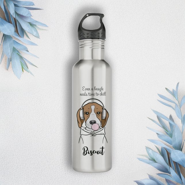 Chilling Dog with Bubblegum Funny Beagle 710 Ml Water Bottle (Creator Uploaded)