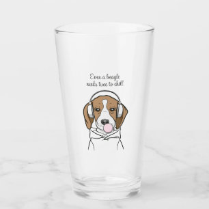 Chilling Dog with Bubblegum Funny Beagle Glass