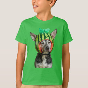 Chilling Dog With Watermelon Helmet  T-Shirt