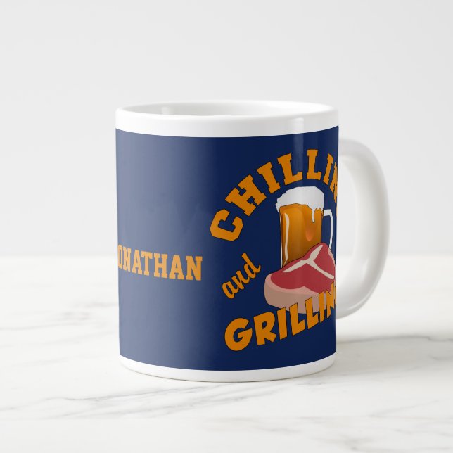 Chilling & Grilling custom name mugs (Front Right)