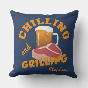 Chilling & Grilling custom name throw pillows