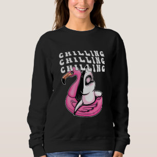 Chilling Shark Pool Flamingo  Sad Aesthetic Edgy S Sweatshirt