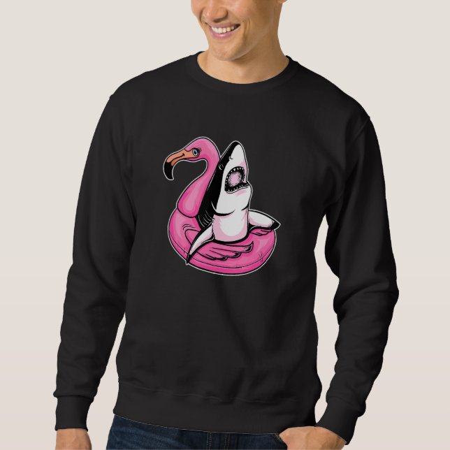 Chilling Shark Pool Flamingo  Sad Aesthetic Edgy S Sweatshirt (Front)