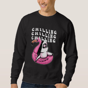 Chilling Shark Pool Flamingo Sad Aesthetic Edgy S Sweatshirt