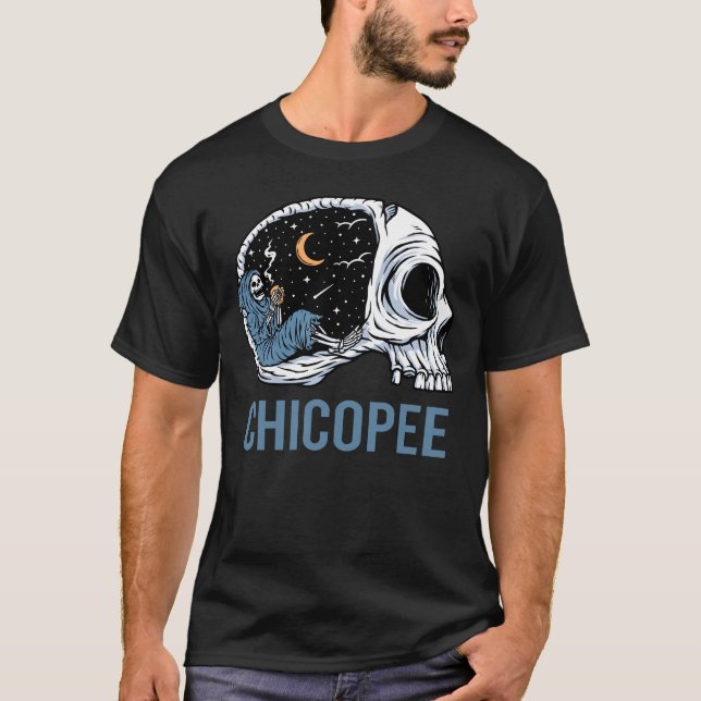 Chilling Skeleton - Chicopee T-Shirt (Front)