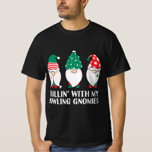 Chilling With My Bowling Gnomies PJ Fun Gnome Pun  T-Shirt