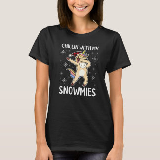 Chilling With My Snowmies Pyjamas Plaid Christmas  T-Shirt