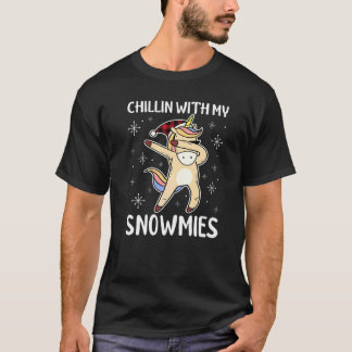 Chilling With My Snowmies Pyjamas Plaid Christmas  T-Shirt