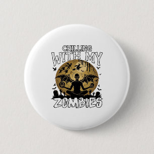 Chilling Zombies Halloween Winged Demon Moon Grave 6 Cm Round Badge
