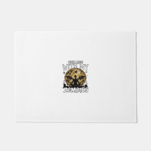 Chilling Zombies Halloween Winged Demon Moon Grave Doormat