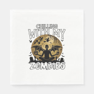 Chilling Zombies Halloween Winged Demon Moon Grave Napkin