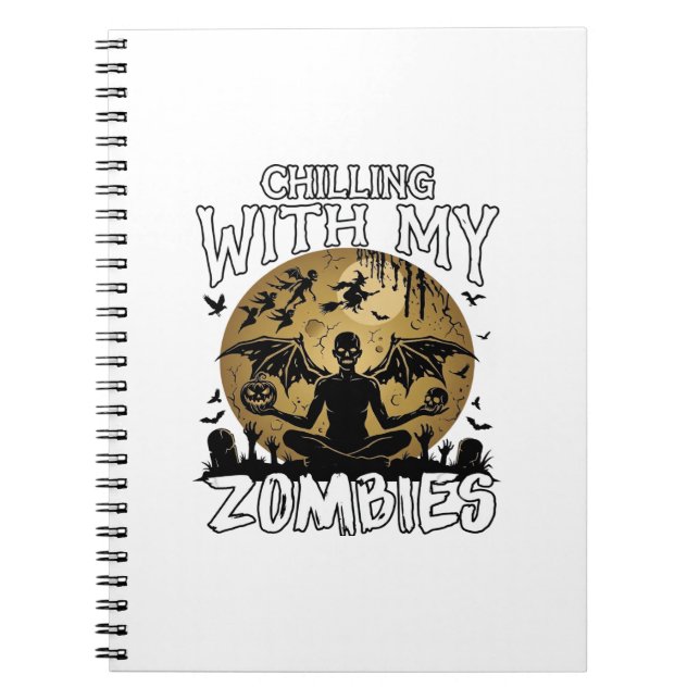 Chilling Zombies Halloween Winged Demon Moon Grave Notebook (Front)