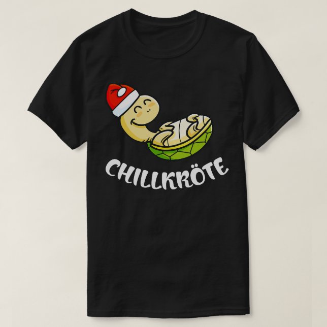 Chillkte lustige Schildkrte mit Weihnachtsmtze T-Shirt (Design Front)