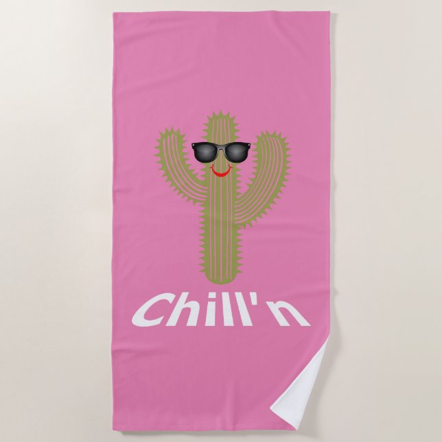 Chill'n Cactus Design - Beach Towel (Front)