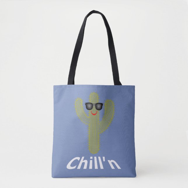 Chill'n Cactus Design - Custom All-Over-Print Tote Bag (Front)
