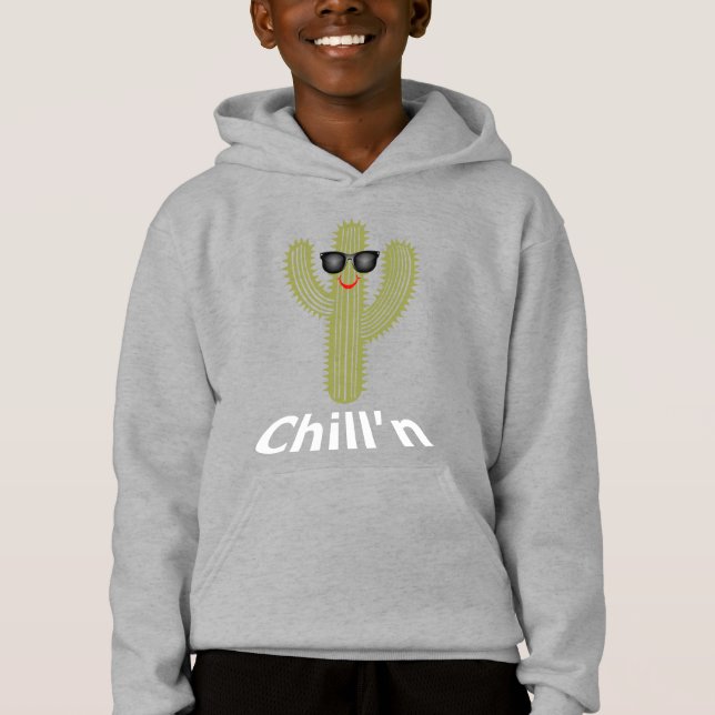 Chill'n Cactus Design - Kids' Pullover Hoodie (Front)