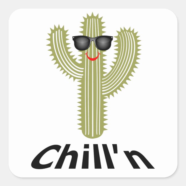 Chill'n Cactus Design - Square Stickers, Matte, Sm Sticker (Front)
