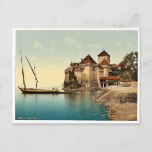 Chillon Castle, Geneva Lake, Switzerland vintage P Postcard