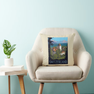 Chillon Castle Switzerland Cushion